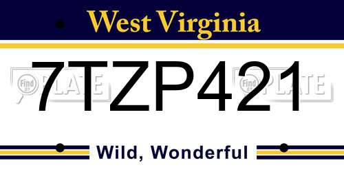 7TZP421 West Virginia License Plate
