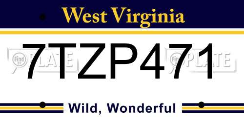 7TZP471 West Virginia License Plate