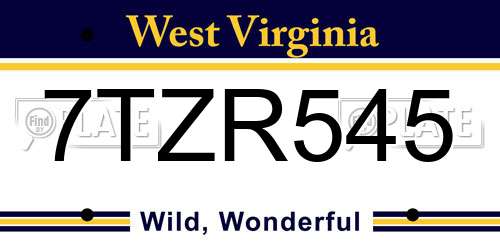 7TZR545 West Virginia License Plate