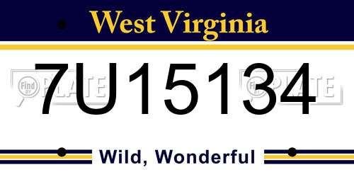 7U15134 West Virginia License Plate