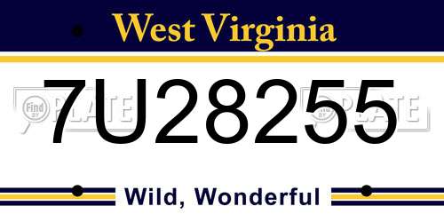7U28255 West Virginia License Plate