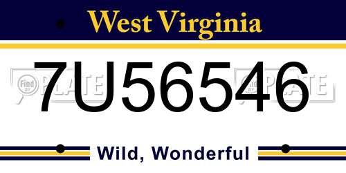 7U56546 West Virginia License Plate