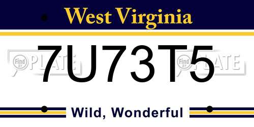 7U73T5 West Virginia License Plate