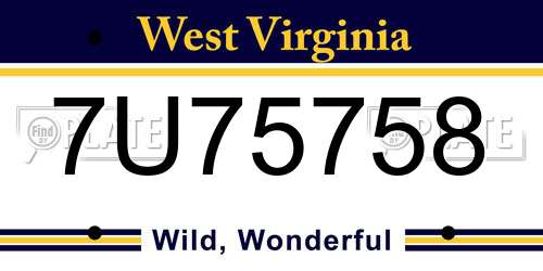 7U75758 West Virginia License Plate