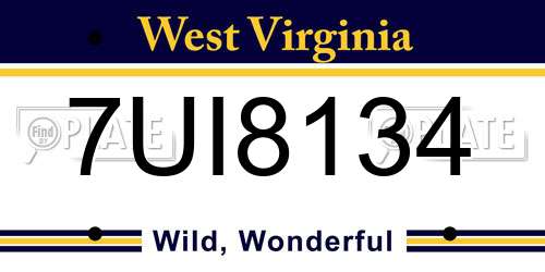7UI8134 West Virginia License Plate