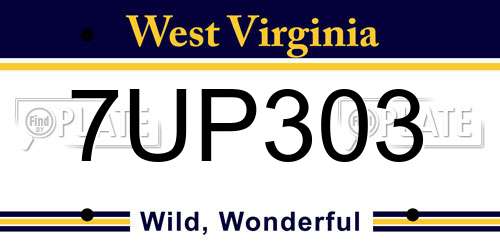 7UP303 West Virginia License Plate