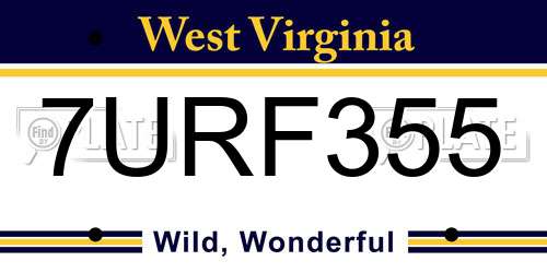 7URF355 West Virginia License Plate