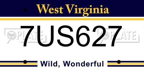 7US627 West Virginia License Plate