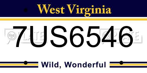 7US6546 West Virginia License Plate