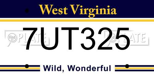 7UT325 West Virginia License Plate