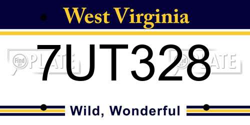 7UT328 West Virginia License Plate