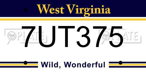 7UT375 West Virginia License Plate