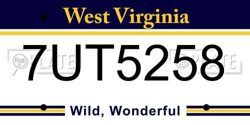 7UT5258 West Virginia License Plate