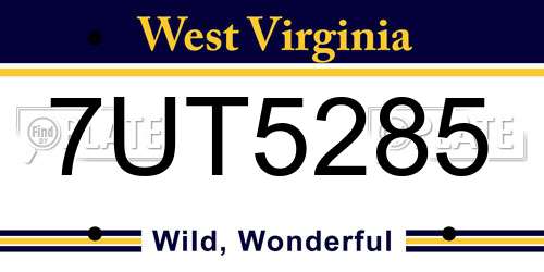 7UT5285 West Virginia License Plate