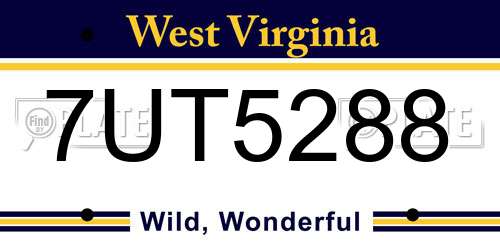 7UT5288 West Virginia License Plate