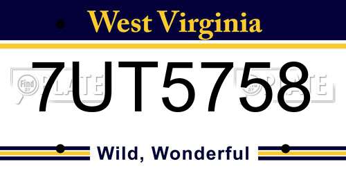 7UT5758 West Virginia License Plate