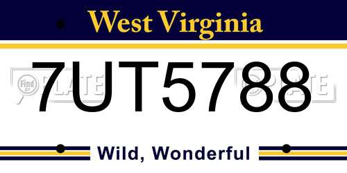 7UT5788 West Virginia License Plate