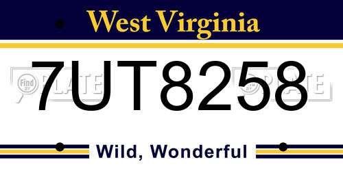 7UT8258 West Virginia License Plate