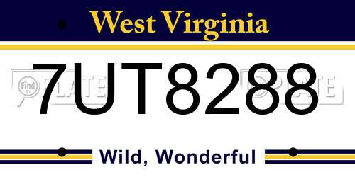 7UT8288 West Virginia License Plate