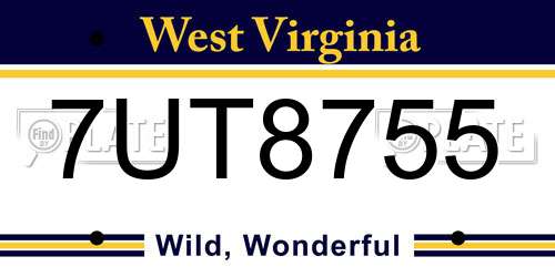 7UT8755 West Virginia License Plate