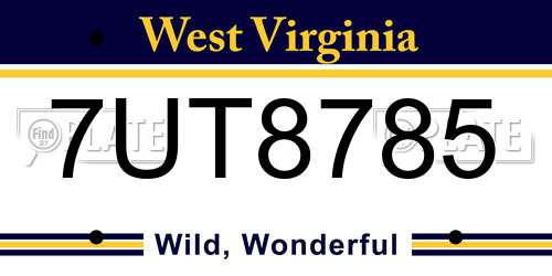7UT8785 West Virginia License Plate