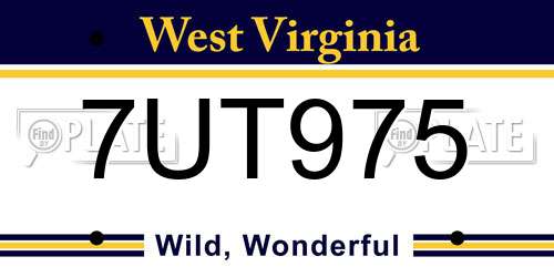7UT975 West Virginia License Plate