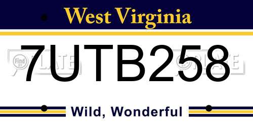 7UTB258 West Virginia License Plate