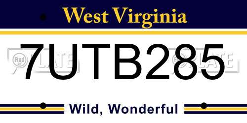 7UTB285 West Virginia License Plate