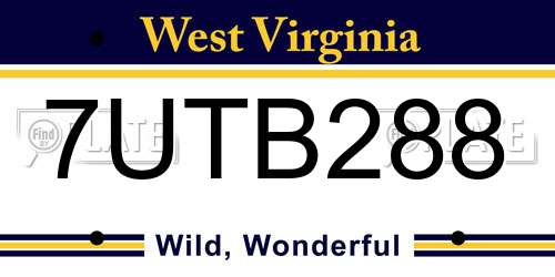 7UTB288 West Virginia License Plate