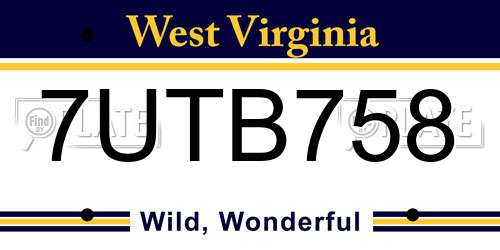 7UTB758 West Virginia License Plate
