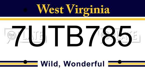 7UTB785 West Virginia License Plate