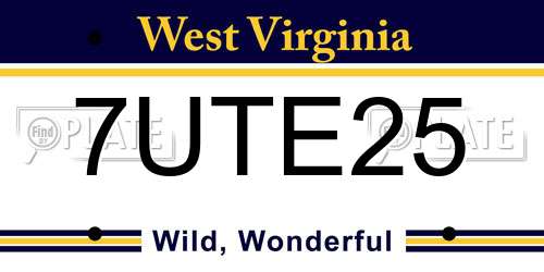 7UTE25 West Virginia License Plate