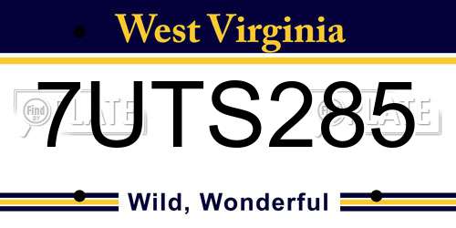 7UTS285 West Virginia License Plate