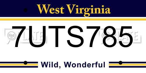 7UTS785 West Virginia License Plate