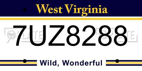 7UZ8288 West Virginia License Plate