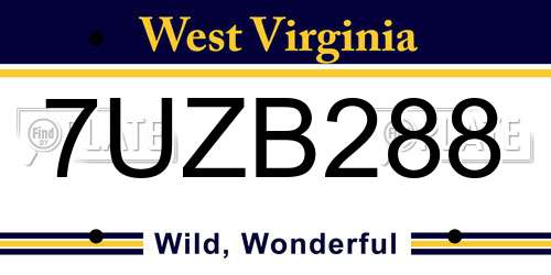 7UZB288 West Virginia License Plate