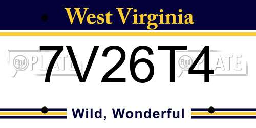 7V26T4 West Virginia License Plate