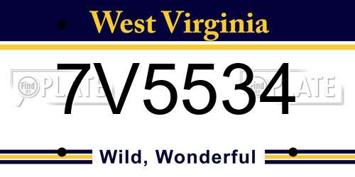 7V5534 West Virginia License Plate