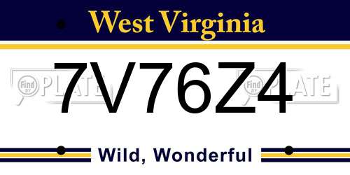 7V76Z4 West Virginia License Plate