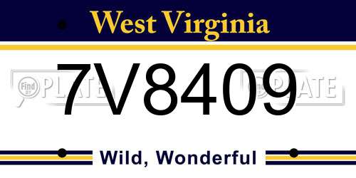 7V8409 West Virginia License Plate