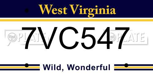 7VC547 West Virginia License Plate