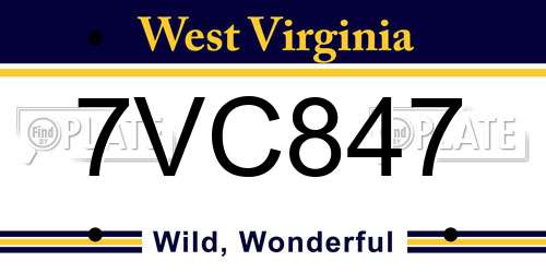 7VC847 West Virginia License Plate