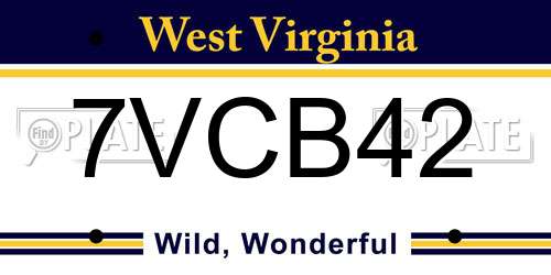 7VCB42 West Virginia License Plate
