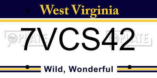 7VCS42 West Virginia License Plate