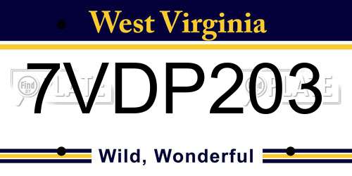 7VDP203 West Virginia License Plate