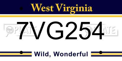7VG254 West Virginia License Plate