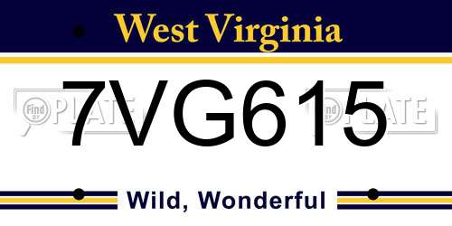 7VG615 West Virginia License Plate