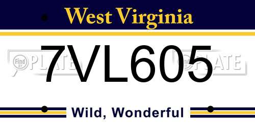 7VL605 West Virginia License Plate