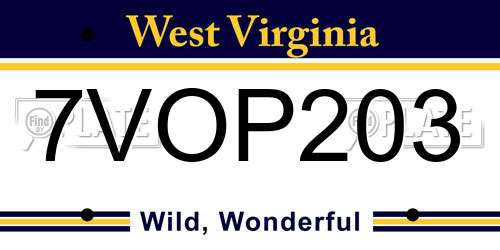 7VOP203 West Virginia License Plate