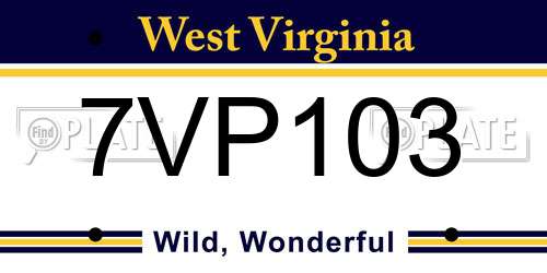7VP103 West Virginia License Plate